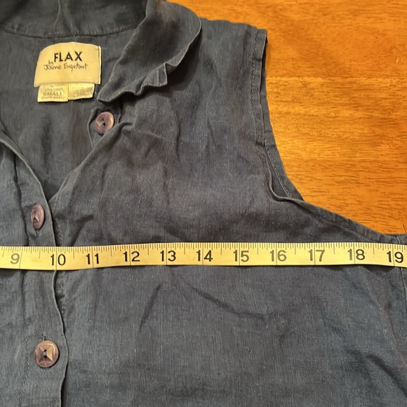 Flax by Jeanne Englehart Womens Small Linen Sleeveless Button Down Blouse Blue - Picture 5 of 10